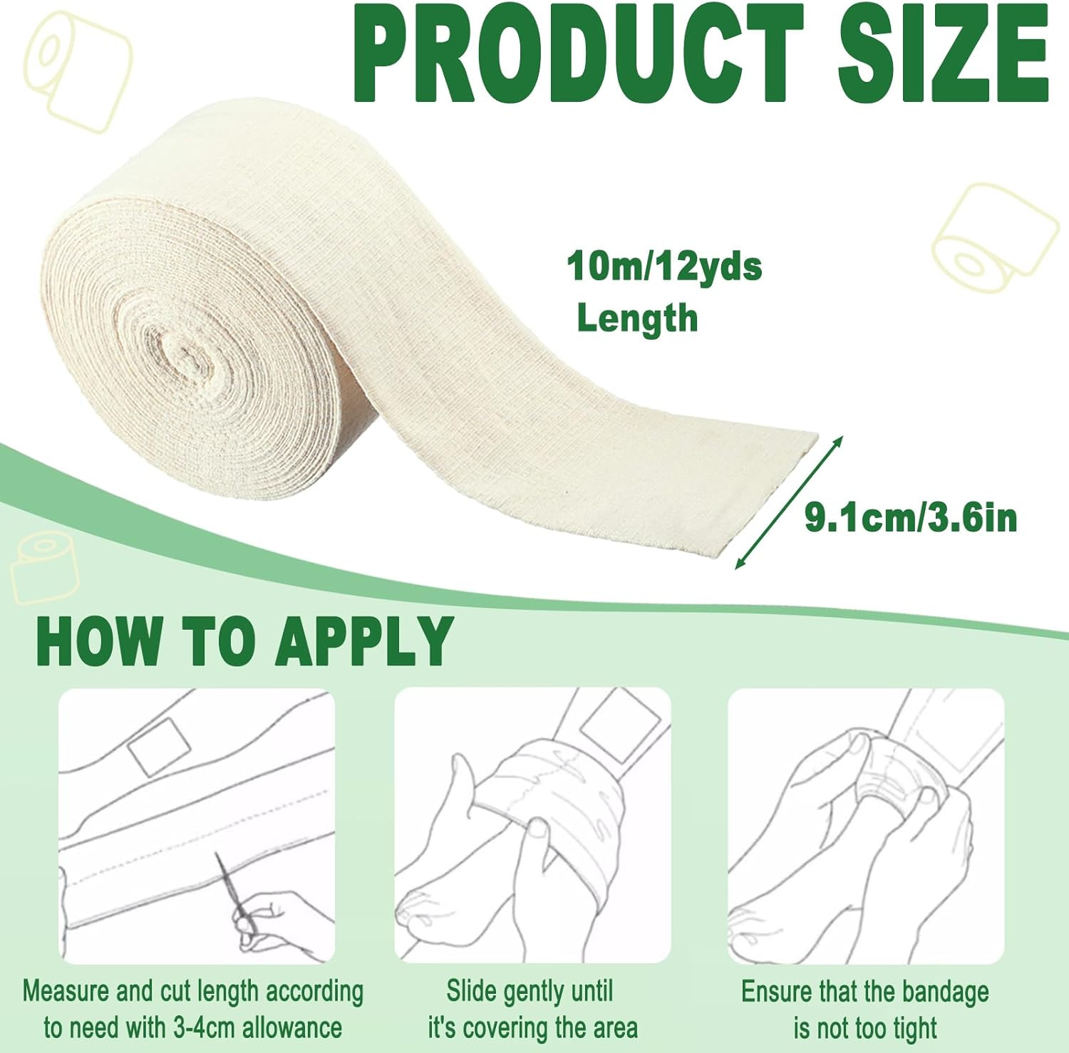 Elastic Tubular Support Bandage, Stockinette Tubing for Arm, Legs, Knees, Compre