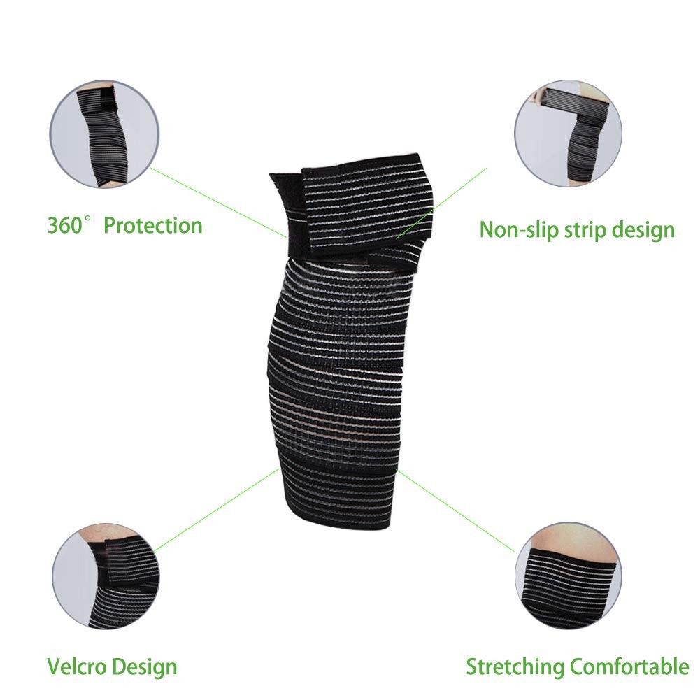 Extra Long Elastic Knee Wrap Compression Bandage Brace Support for Legs, Plan…