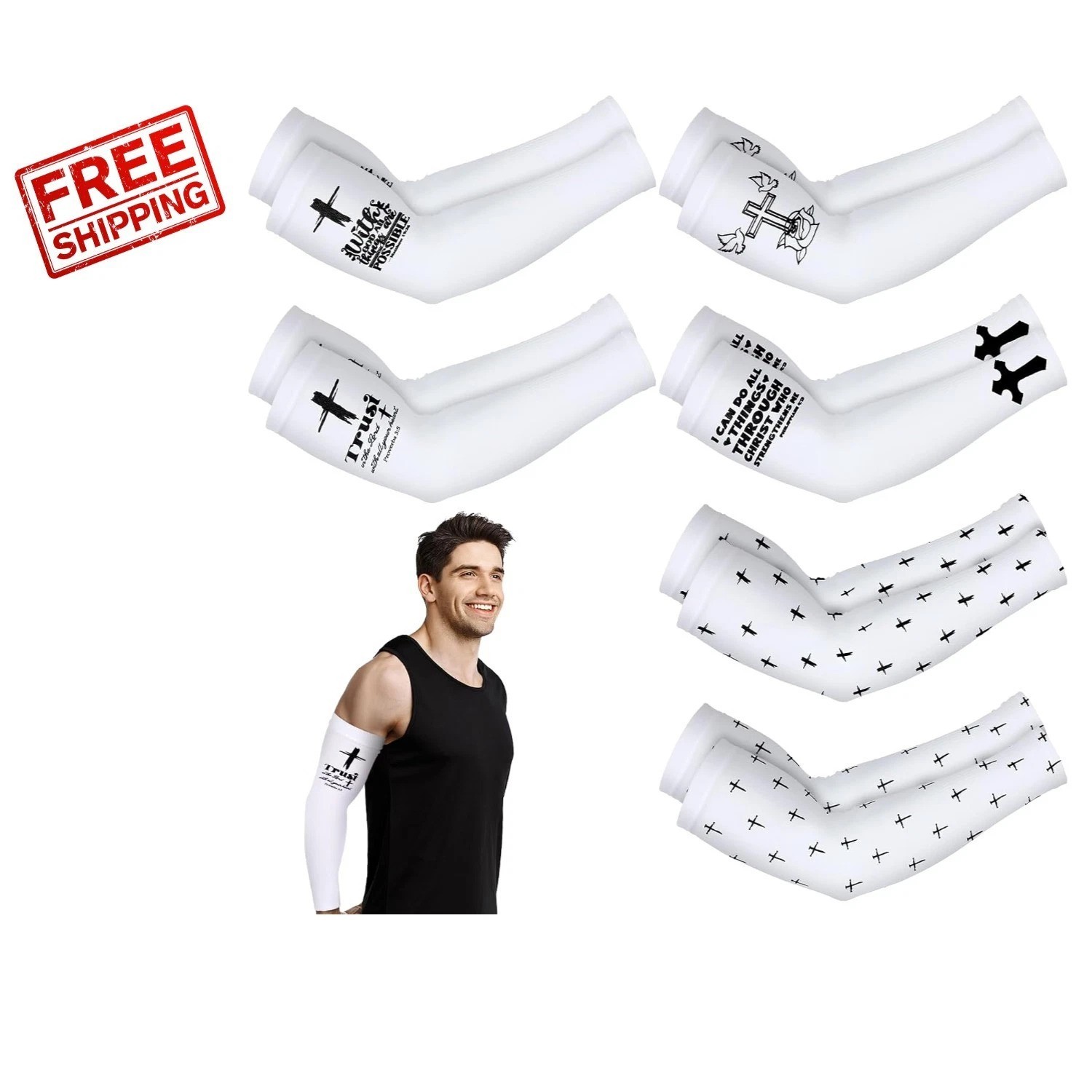 Breathable Christian Arm Sleeves – 6 Pack UV Protection for Active Lifestyle