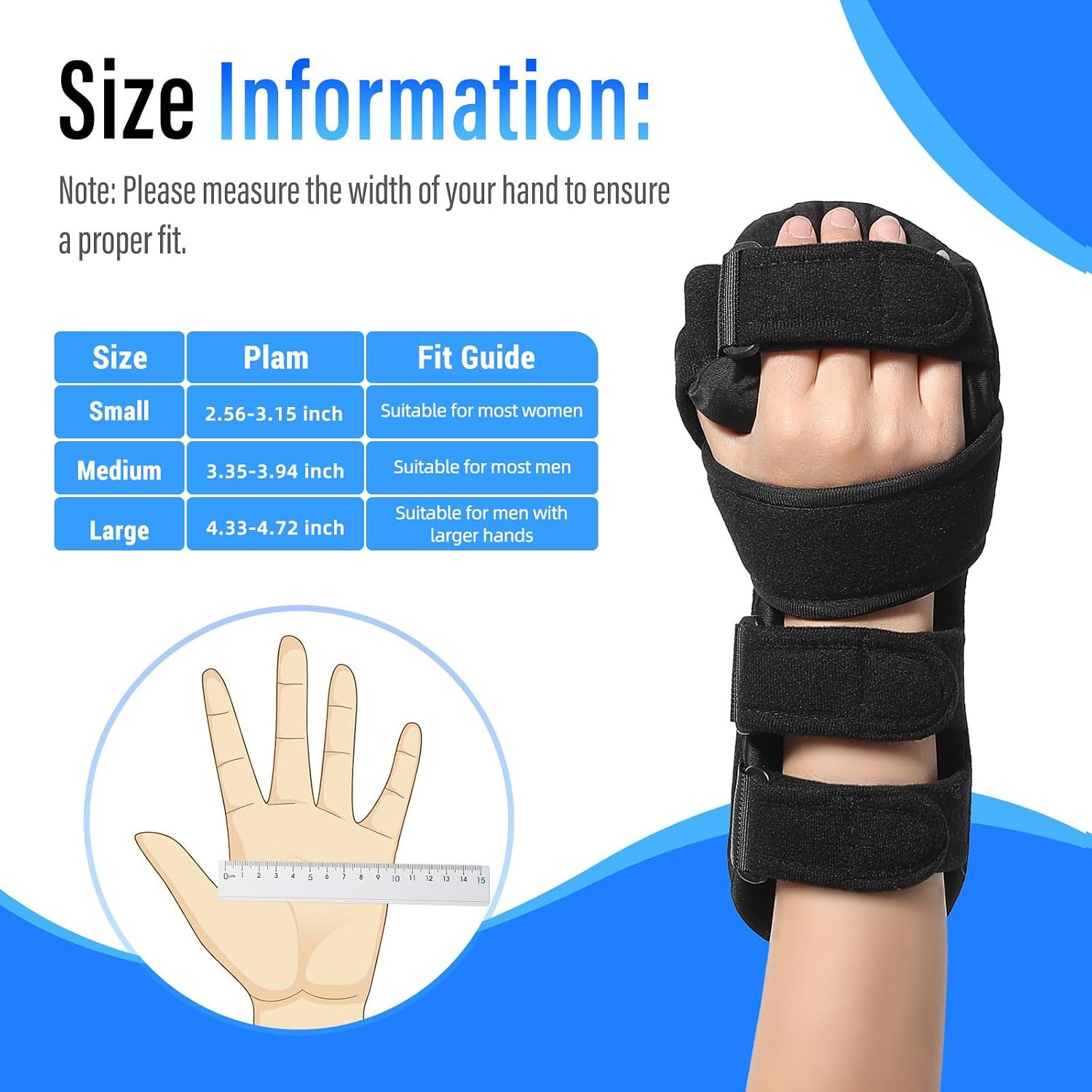 Resting Hand Splint with Finger Separators – Hand Brace for Finger Contractures