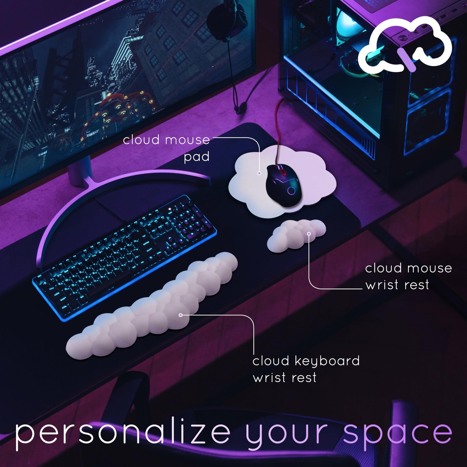 Qloud Cloud Wrist Rest Keyboard Wrist Rest for Computer Keyboard Pad, Cloud K…