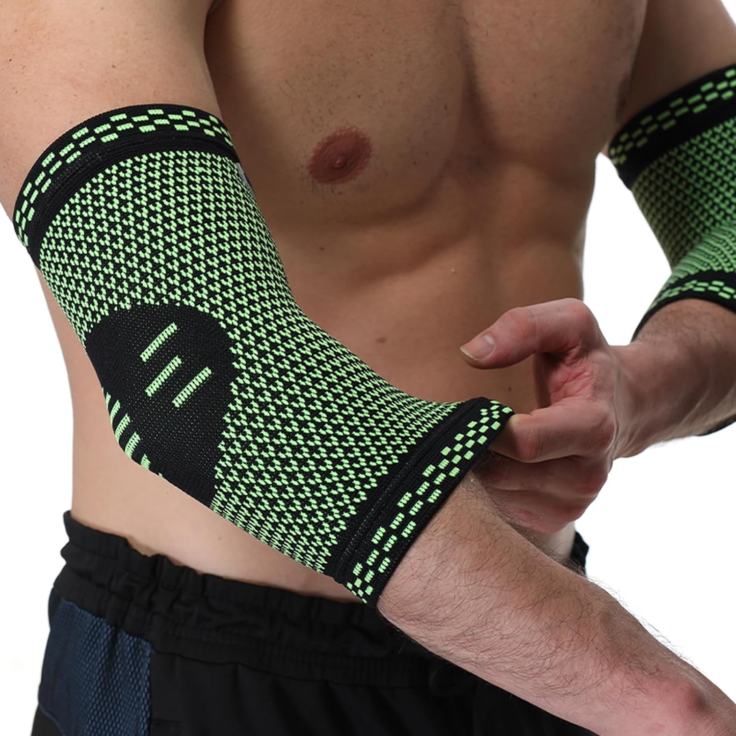 Elbow Support Brace – Breathable – Men, Women, Right or Left (Green Color, Size
