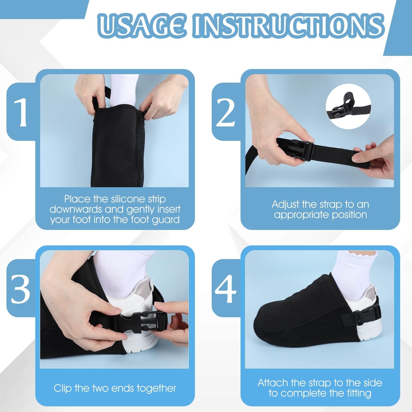 Protective Foot Cast Socks, Adjustable Foam Cast Cover for Sports with Buckle