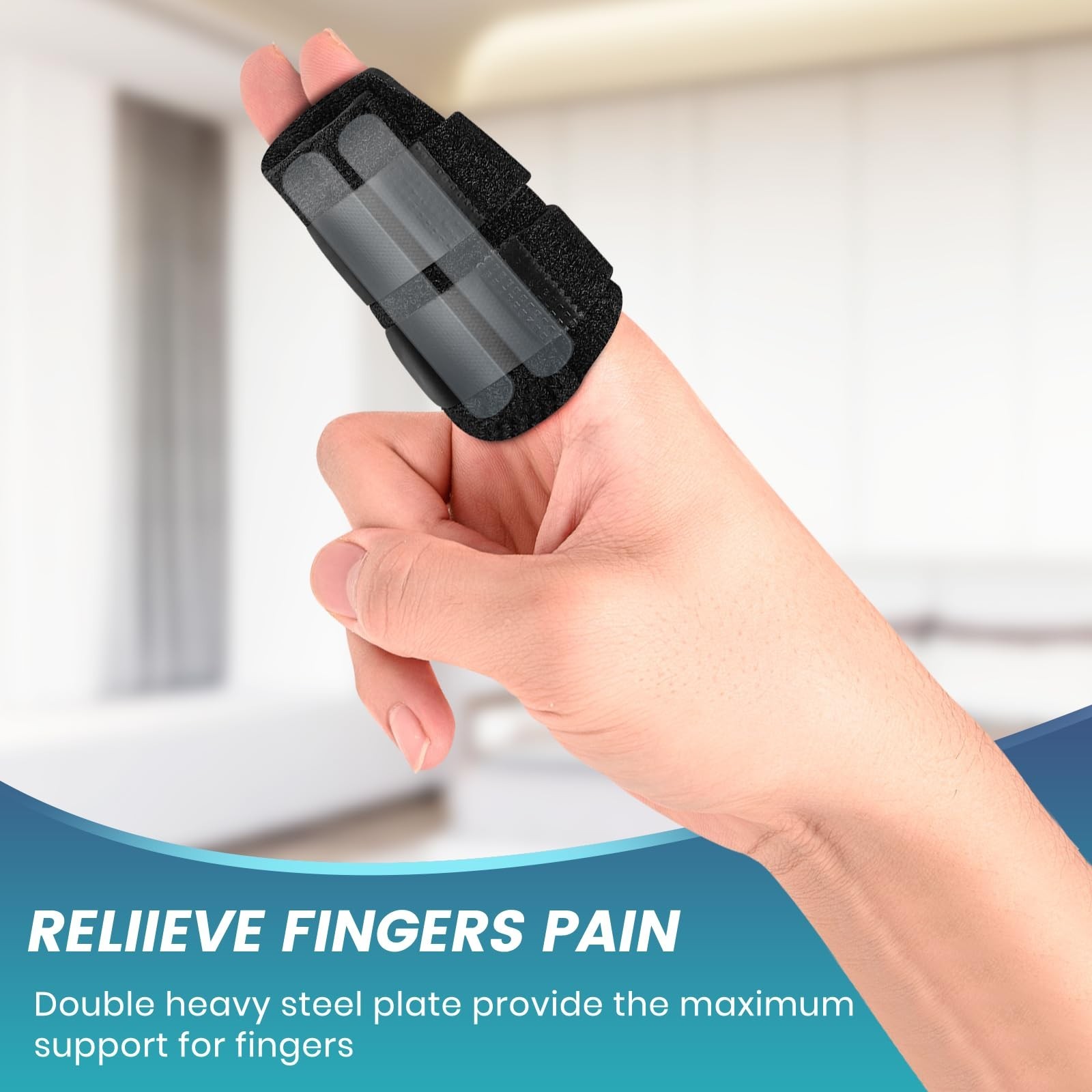 2 Pcs Trigger Finger Splint with 2 Metal Bars for double fingers, Finger Brac…