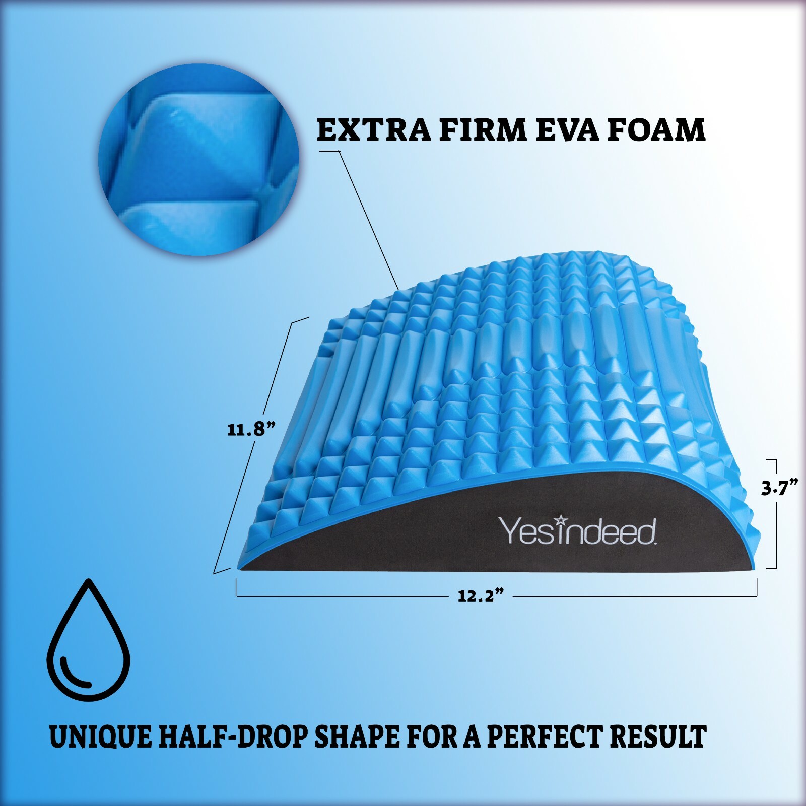 Back Stretcher Pillow – Back Pain Relief, Support for prolonged Sitting (Blue)