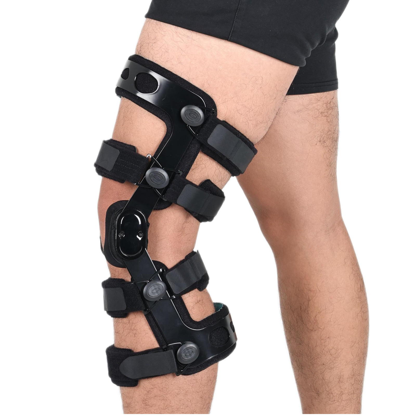 ACL Knee Brace for Injury Recovery, Hinged Support with Dual Side Stabilizers