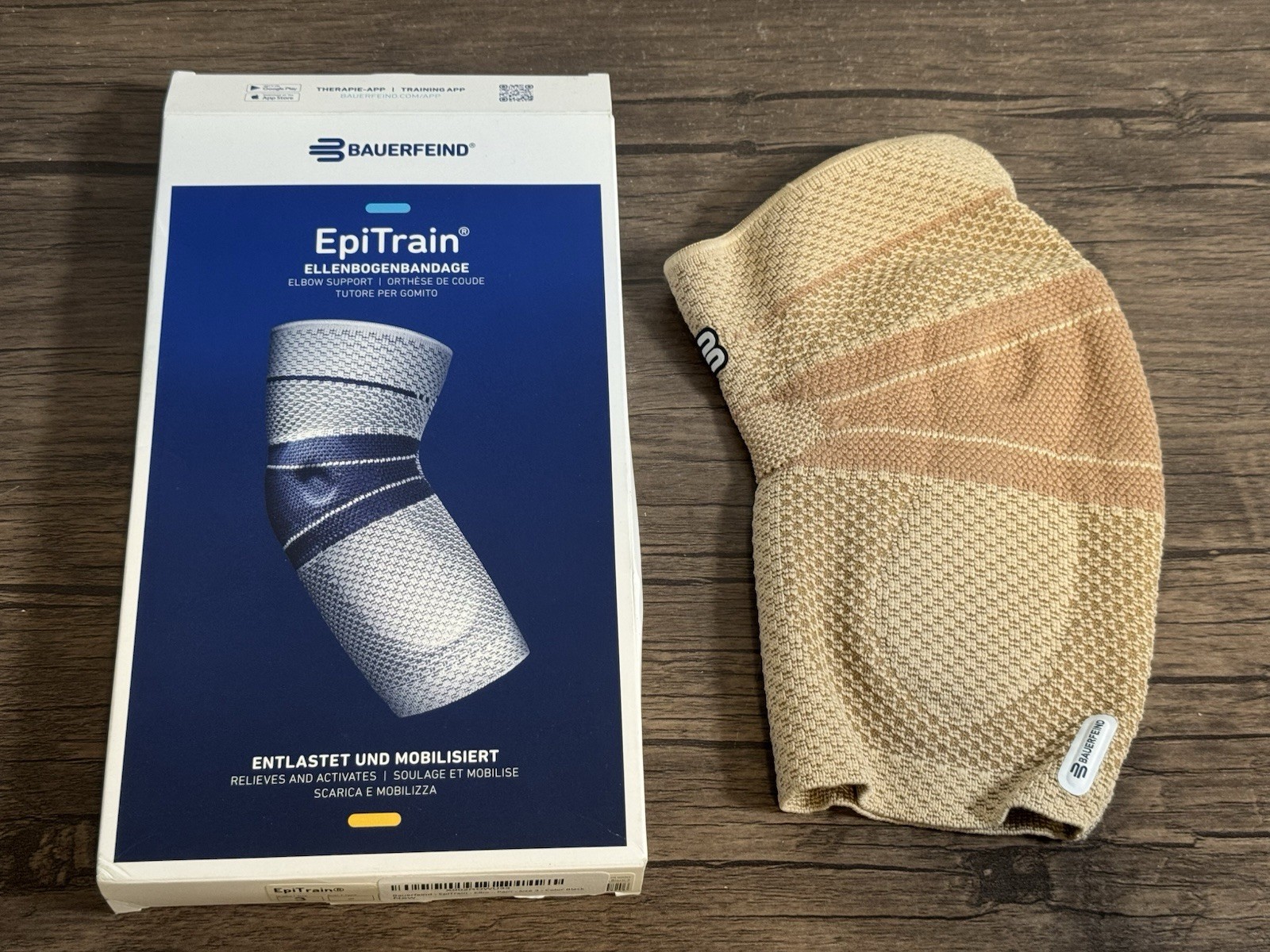 Bauerfeind EpiTrain Elbow Support Brace Beige Natural Color Size 4 – Open Box