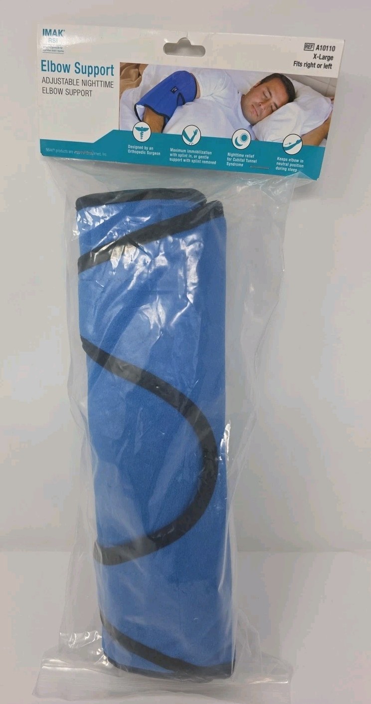 Brownmed IMAK RSI Elbow Support Brace – Blue NEW Adjustable Night-time X-Large