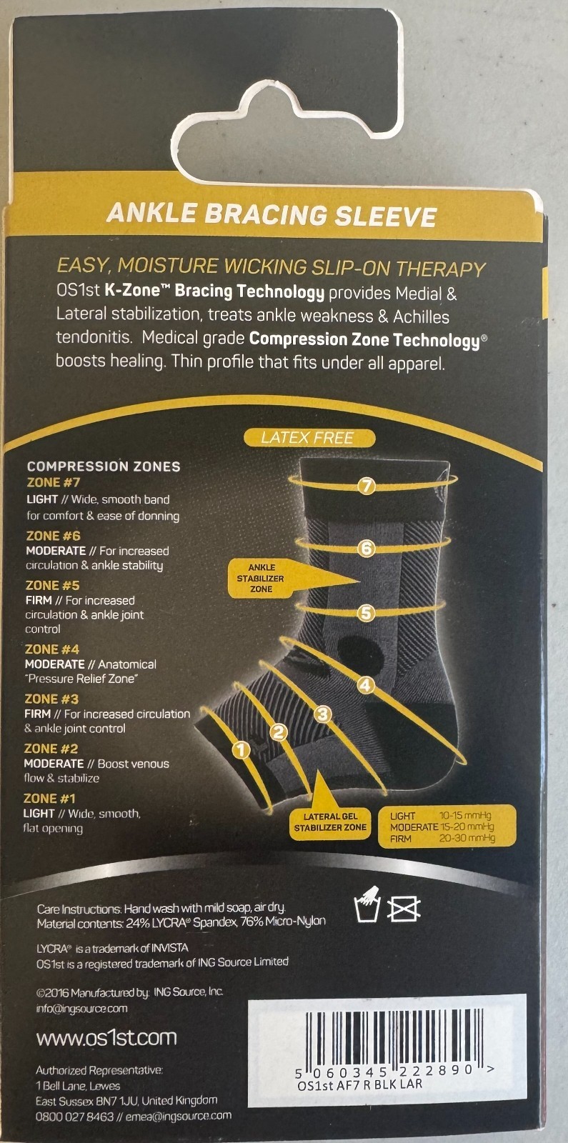 OS1st Ankle Bracing Sleeve (Right / Size L)