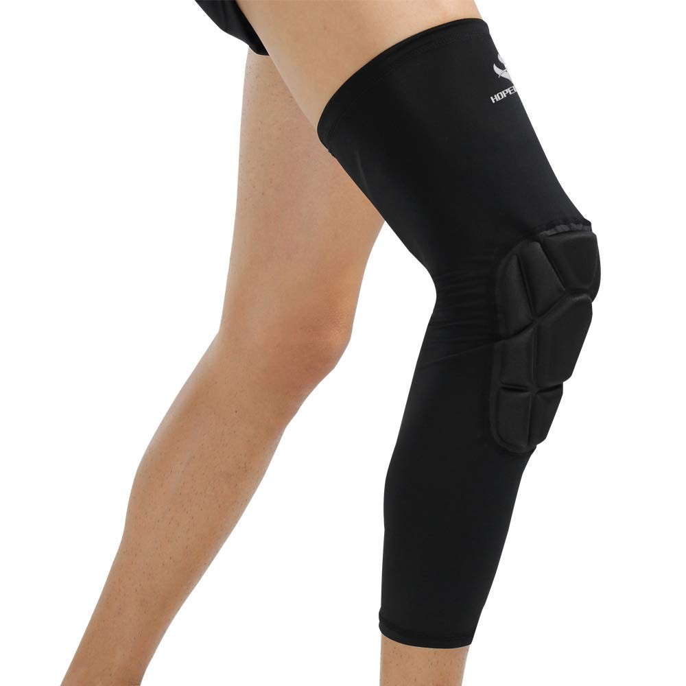 Knee Padded 2 Pack Compression Leg Sleeve X-Large (Pack of 2), Black Pad