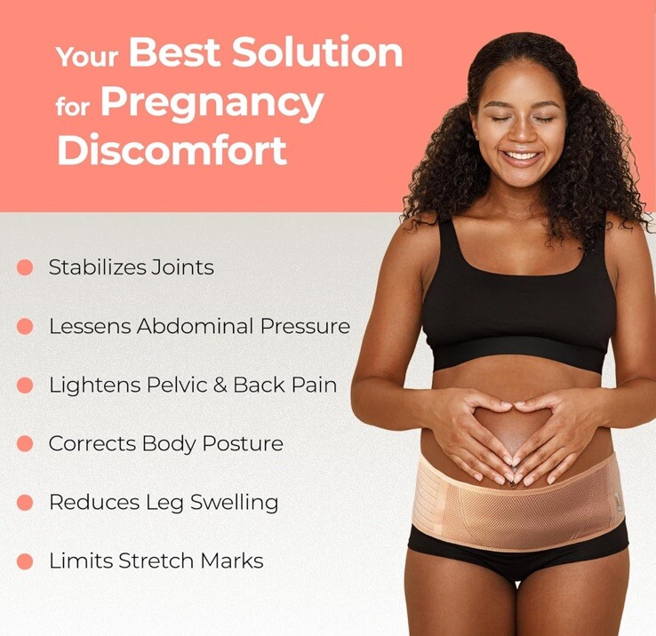Pregnancy Belly Bands for Pregnant Women Back Support Brace Beige Size Trenta