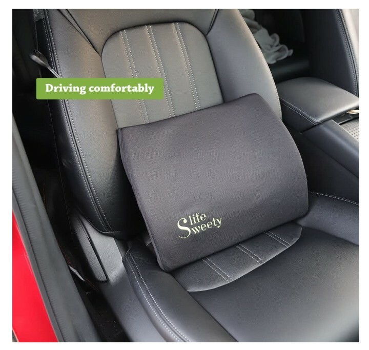 100% Memory Foam Office Chair Lumbar Back Cushion Support- Black, Washable- New
