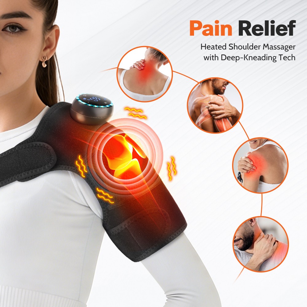 3 in 1 Electric Knee Massager Shoulder Brace 5 Vibration Modes, 5 Heating Levels