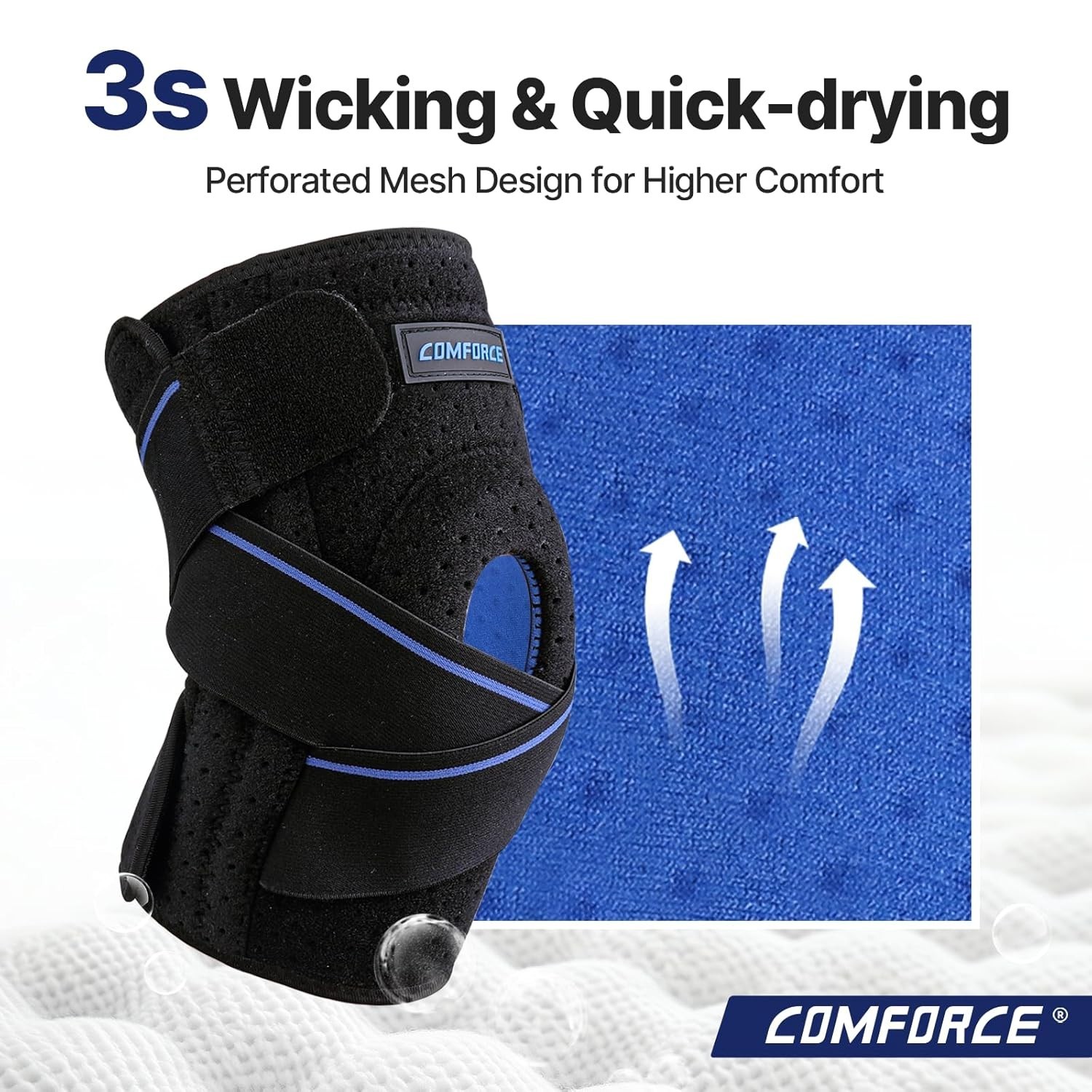 Comforce Knee Brace Open Patella Neoprene Support with Gel Pads Adjustable