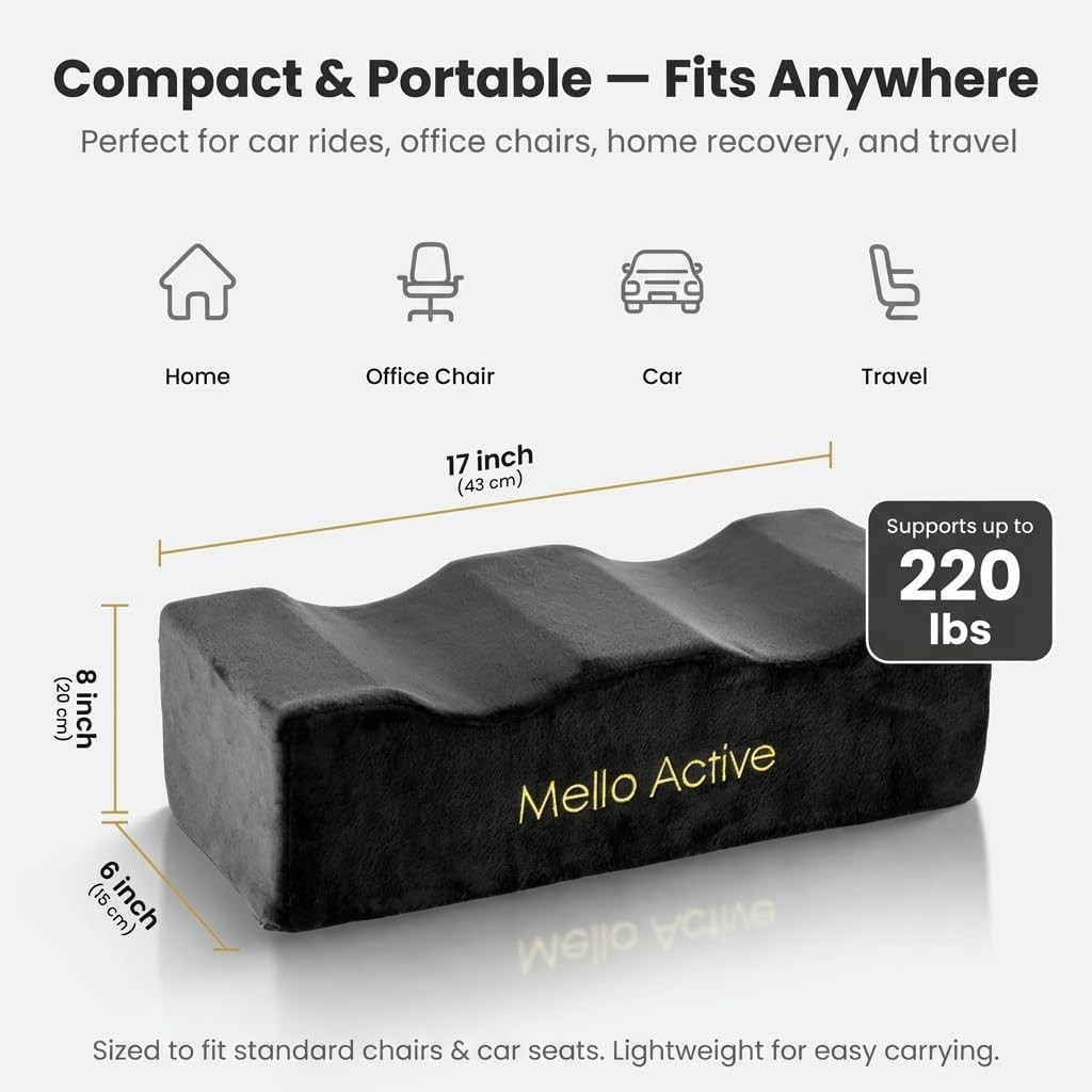 Lightweight Portable Post-Surgery Pillow for Back Care – Removable Cover, Black
