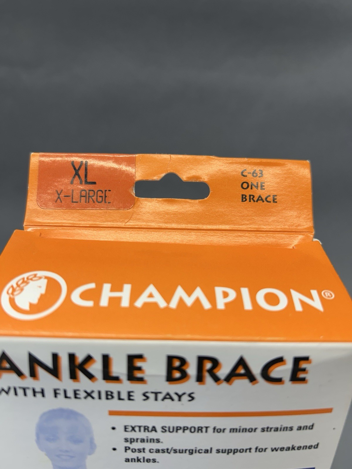 Champion Ankle Brace C-63 Open Heel Flexible Stays, Knit Elastic Size X-Large