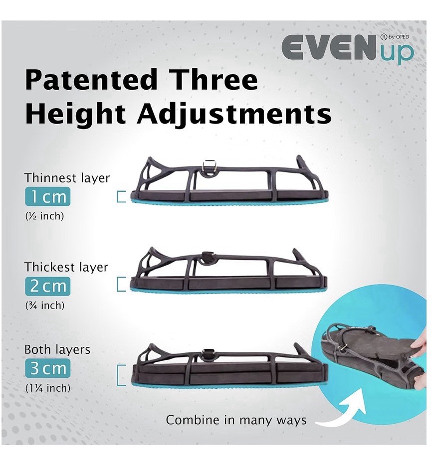 EVENup Shoe Leveler Adjustable Heights 1/2/3cm Size 3 Black Leg Discrepancy