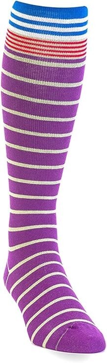 Afton Acai Stripes M/L Sterling Line Compression Socks Calf High 18-22 mmHG