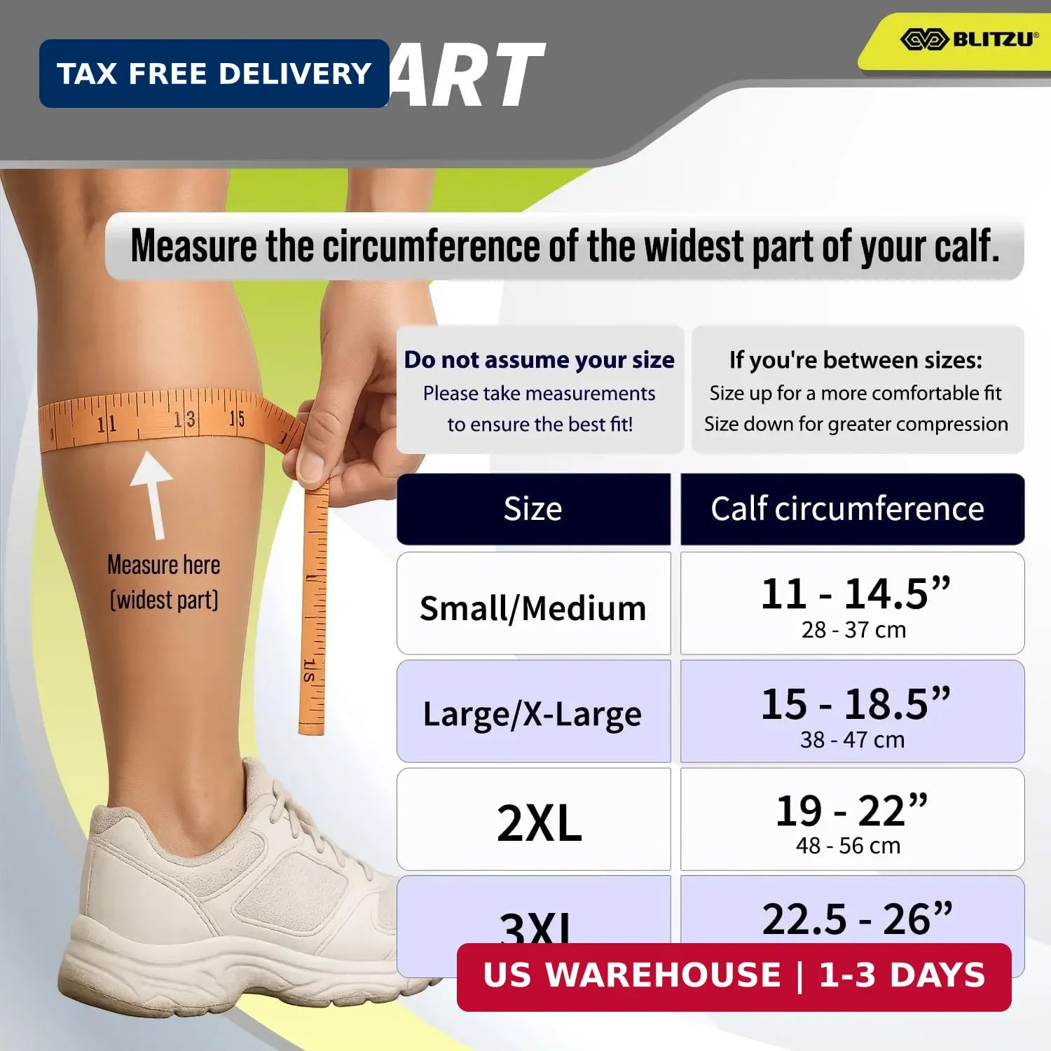 BLITZU Calf Compression Sleeve for Men & Women Footless Compression Socks Suppor
