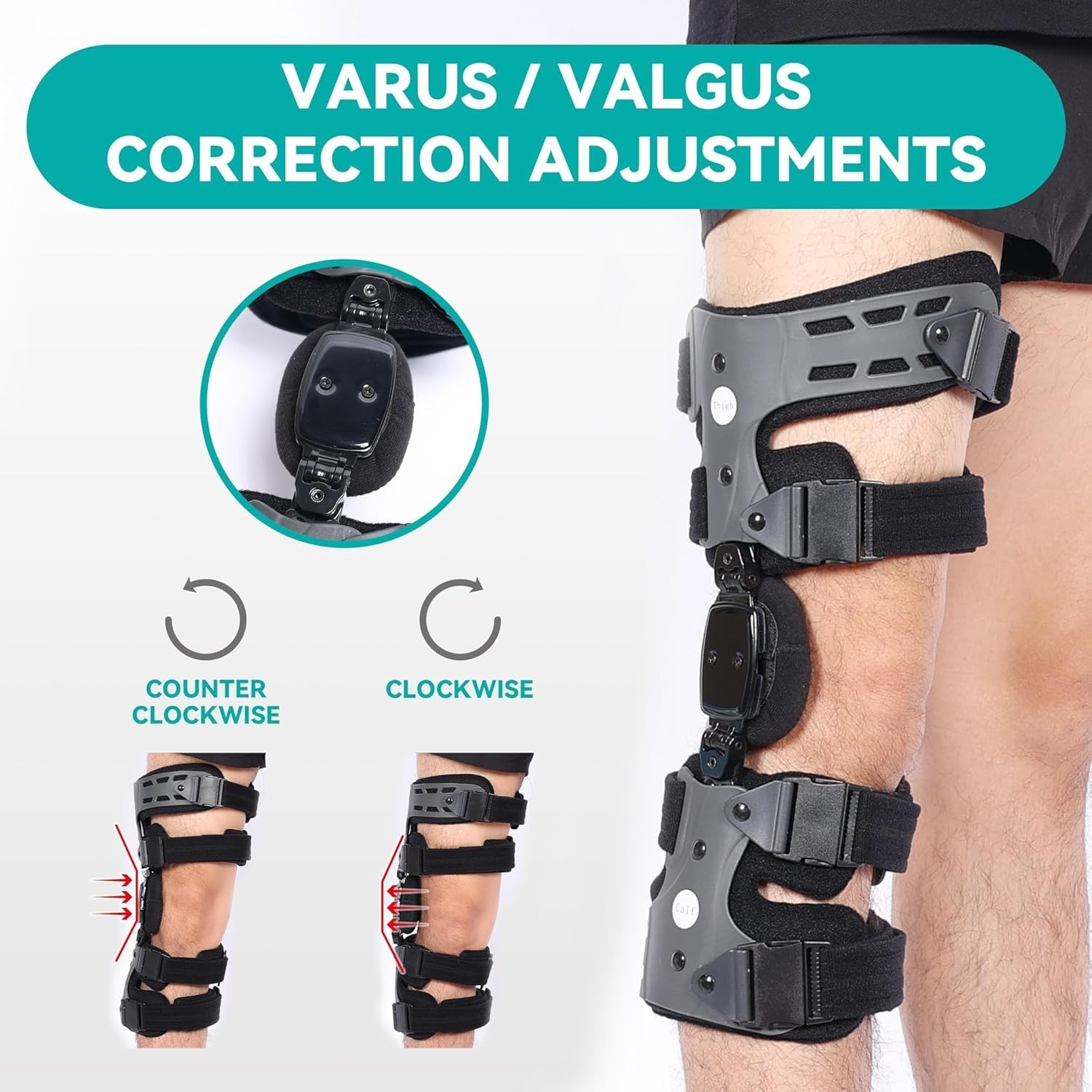 Osteoarthritis OA Knee Brace (Gray/Right) Medial & Lateral Support