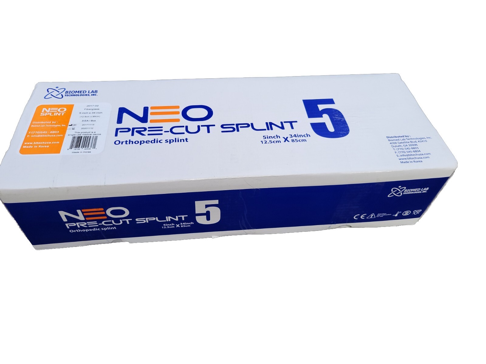 NEO Pre-Cut Precut Fiberglass Splint 5 in x 34 inch Orthopedic Splint Box Of 5