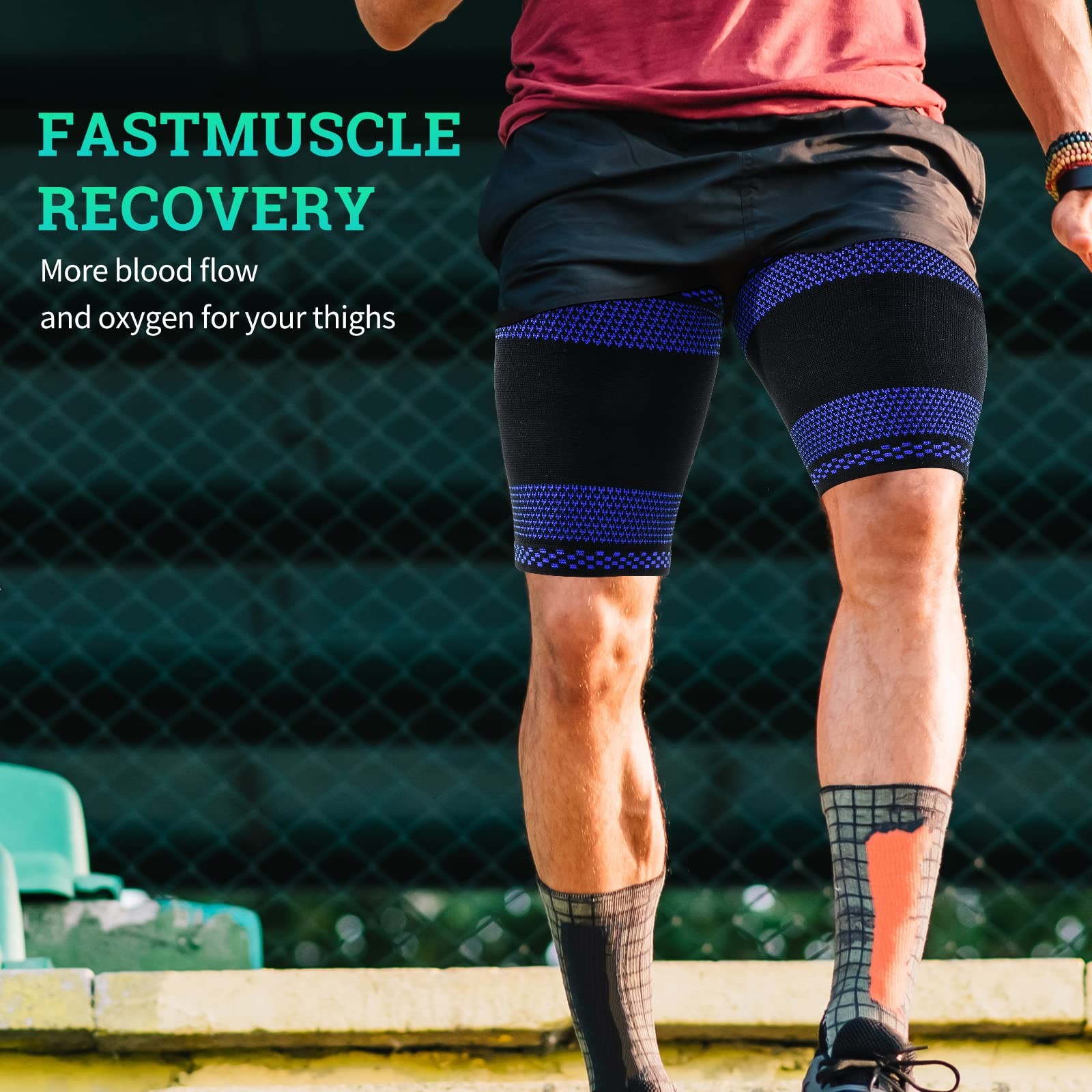 Thigh Compression Support Sleeves (1 Pair), Thigh Brace Breathable Elastic fo…
