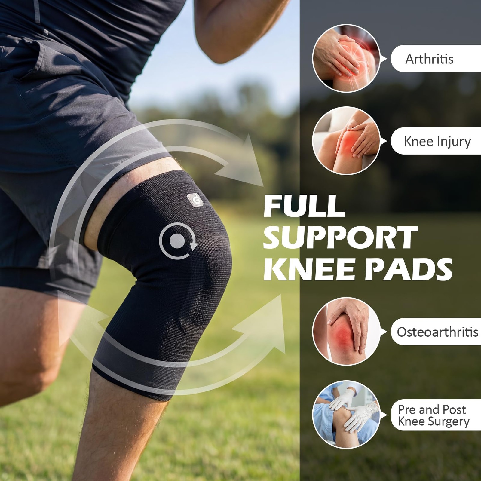 GOOGAH Knee Compression Braces 2-Pack – Pain Relief Support Arthritis, ACL
