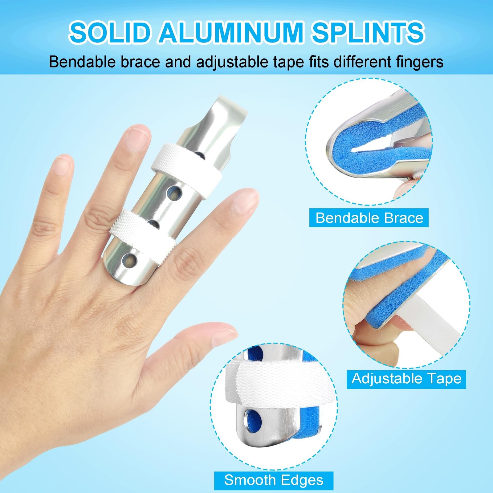 Finger Splint, Adjustable Aluminum Support for Mallet Finger, Finger Fracture…