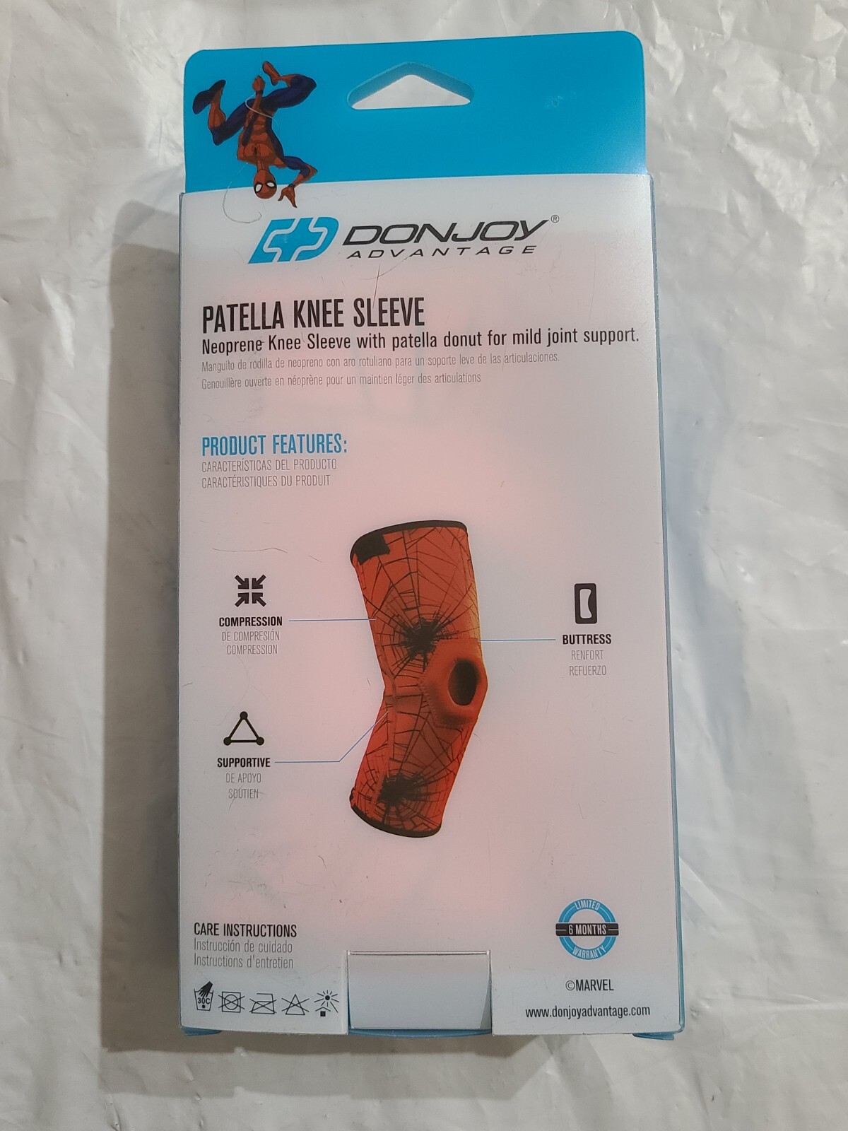 Donjoy Advantage Marvel Spiderman Patella Knee Sleeve, YOUTH, Mild Support, NEW