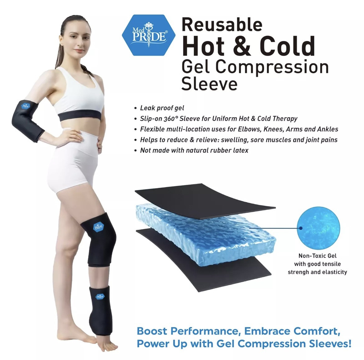 MED PRIDE Reusable Hot & Cold Gel Compression Sleeve For Elbows Arms Knees An…