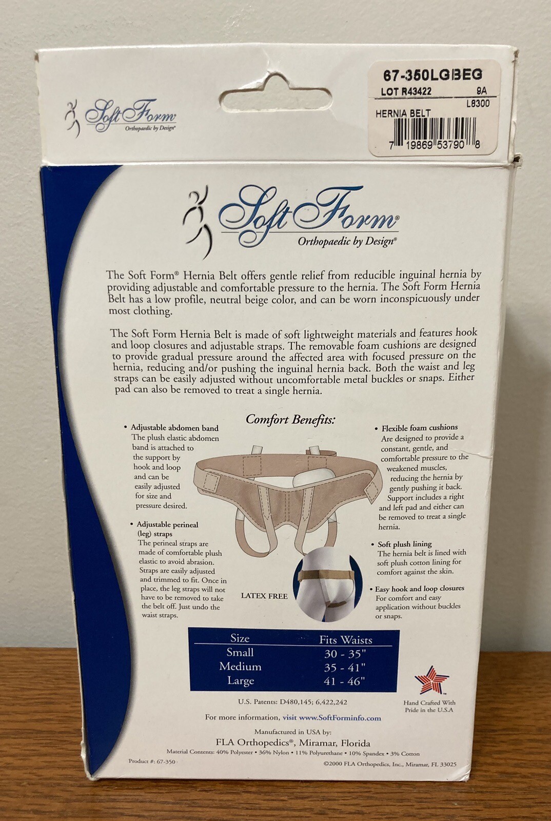 FLA Soft Form Hernia Belt Beige Size Large NIB