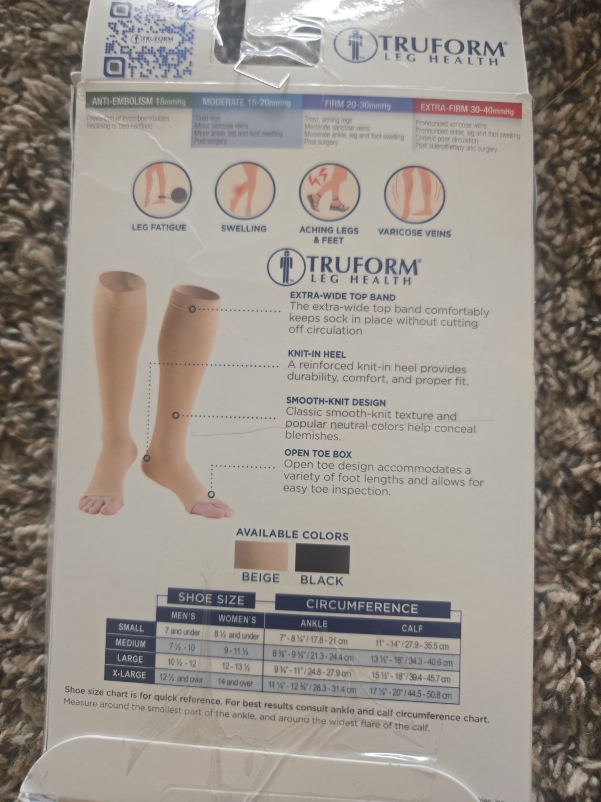 *Truform 0875 Compression Stocking Unisex Medical [15-20 mmHg] Open Toe 1 Pairs
