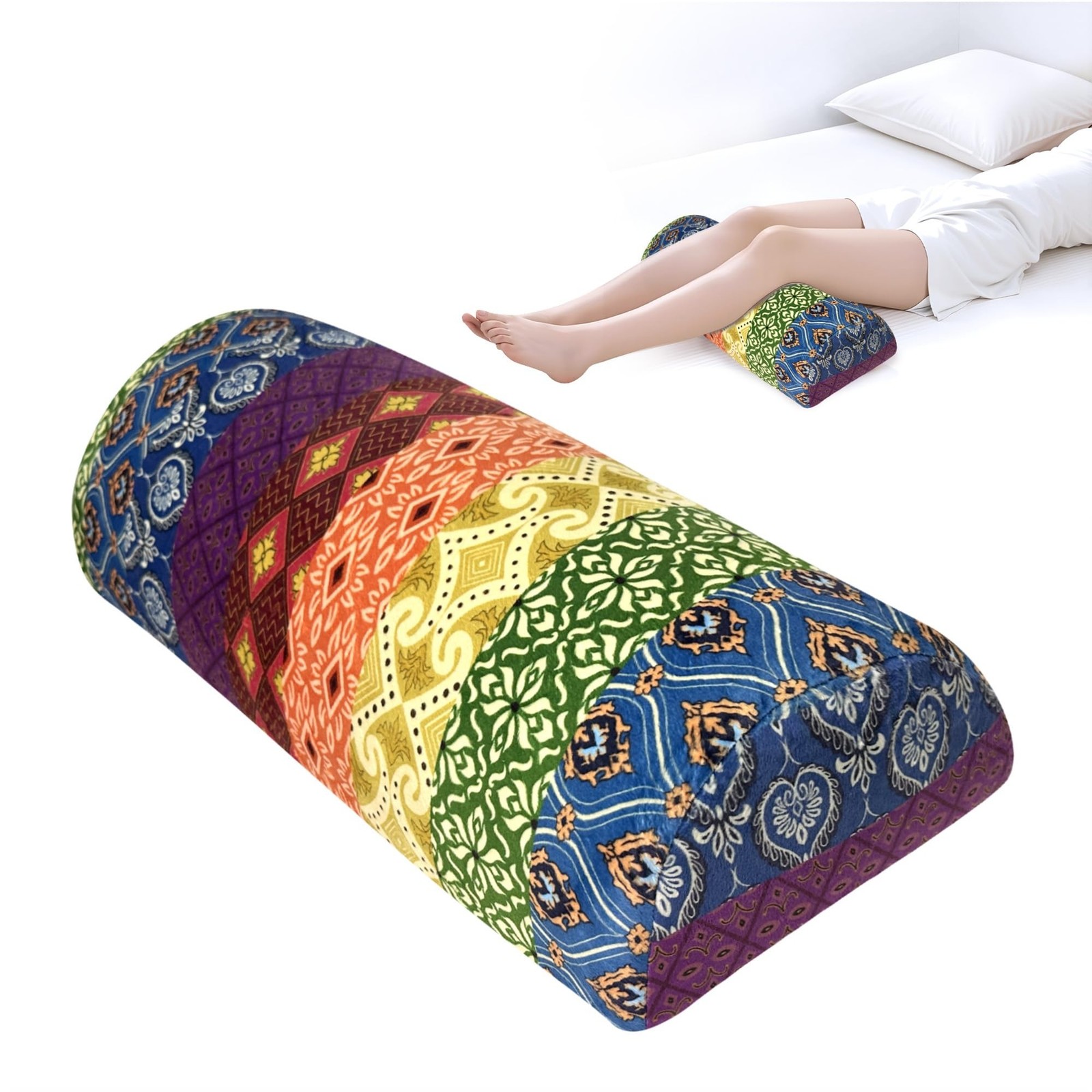 Knee Pillow for Back Sleeping – Half Moon Bolster Pillow for Under Knee Wh
