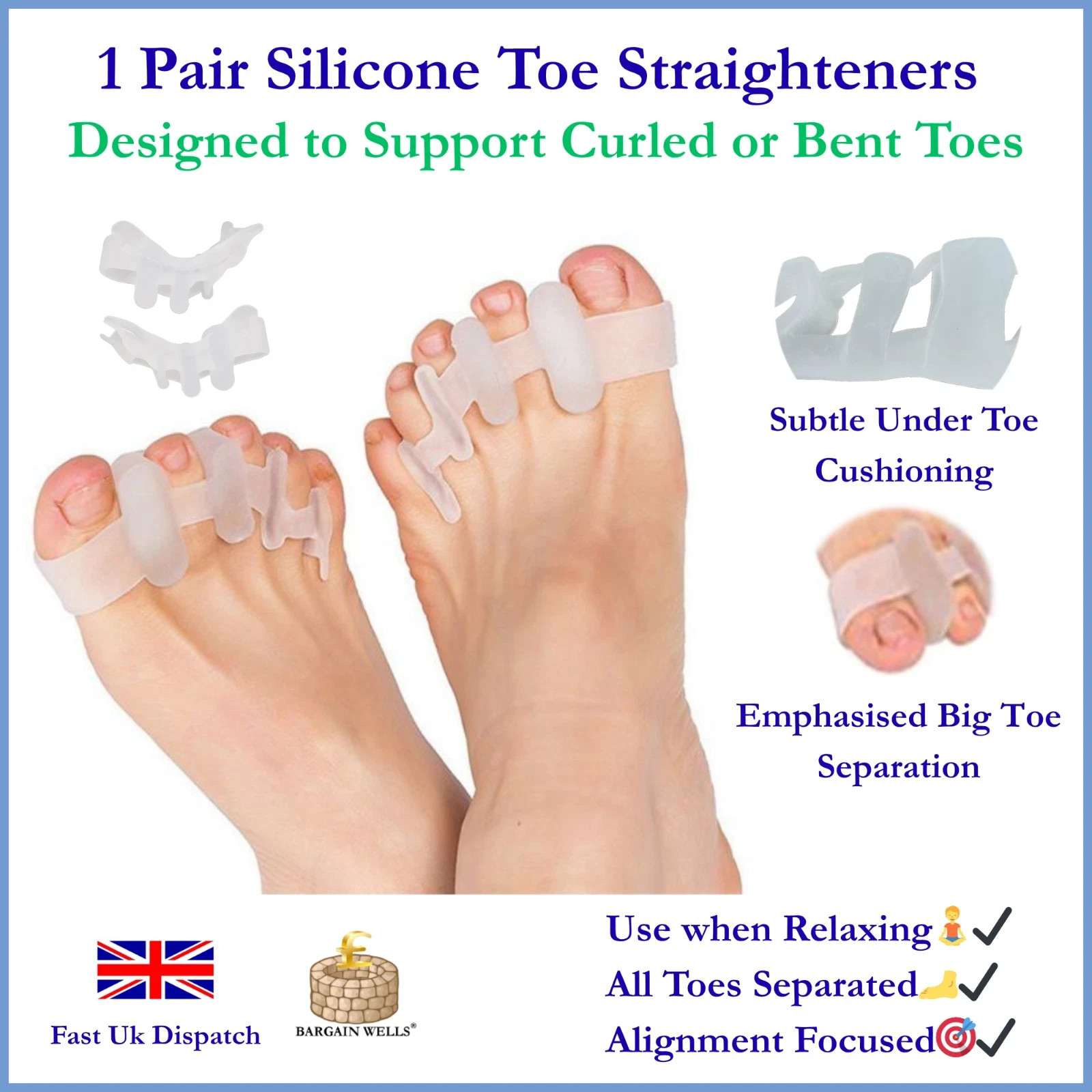 1 Pair Silicone Gel Toe Separators Straighteners Bunion Hammer Toe Correctors