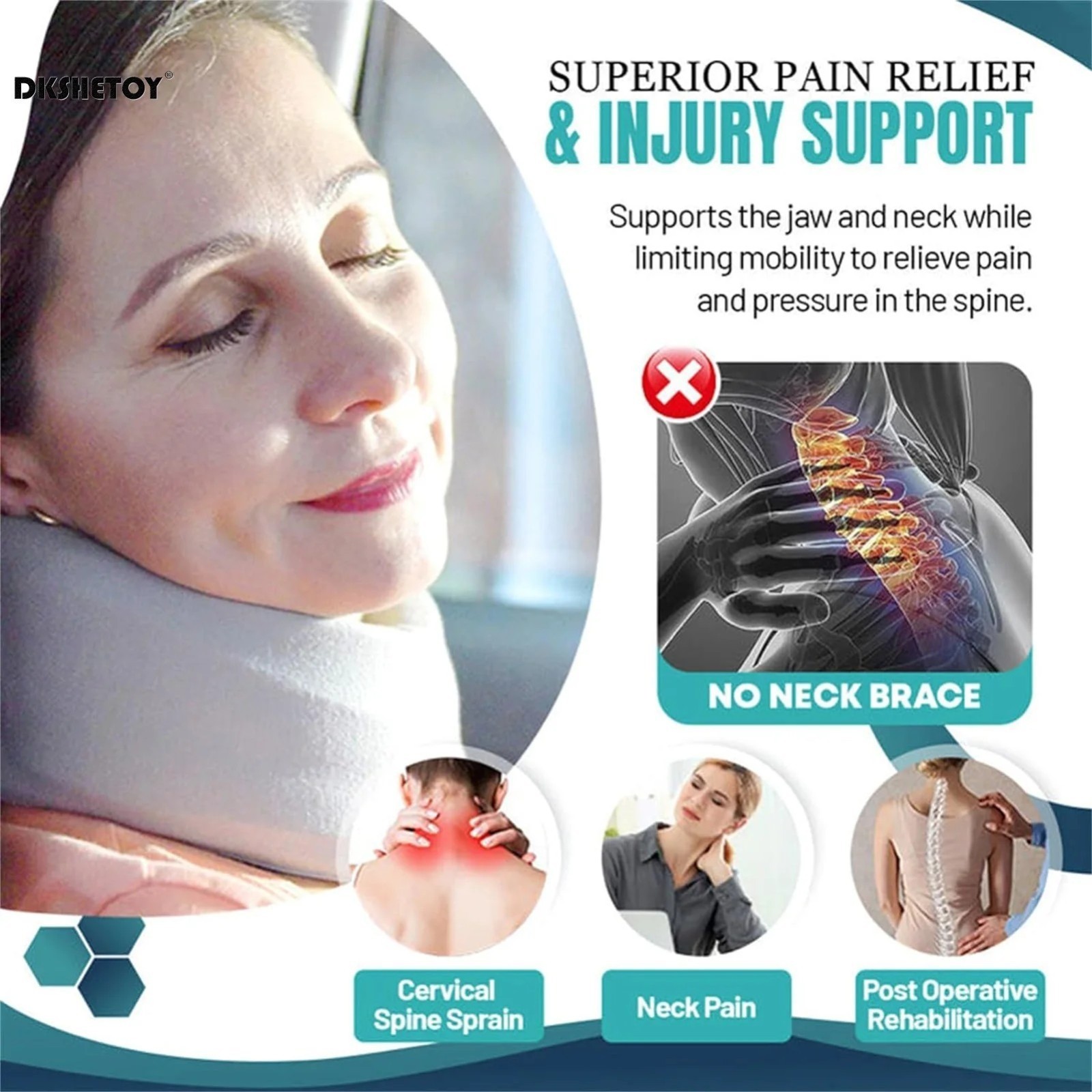 Soft Foam Neck Brace Support Adjustable With Replacement Cover Home Travel
