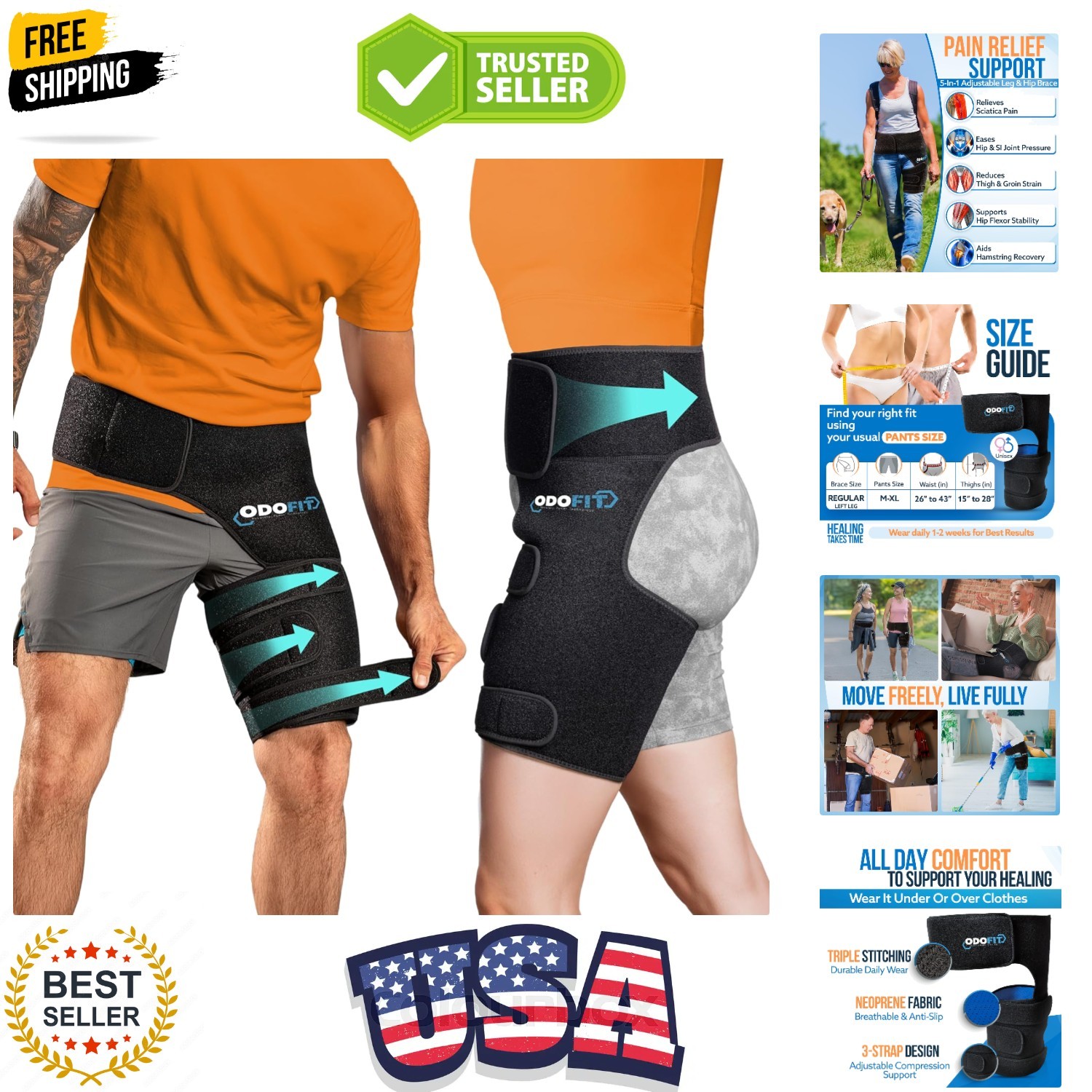 5 in 1 Hip Brace for Women Men Sciatica Pain Relief Devices – Adjustable Groi…