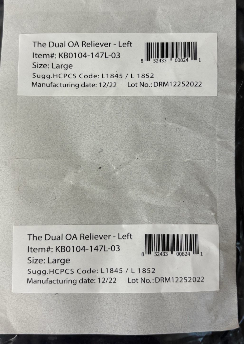 Dual OA Reliever Hinged LEFT Knee Brace Size Large KB0104-147L-03 NEW