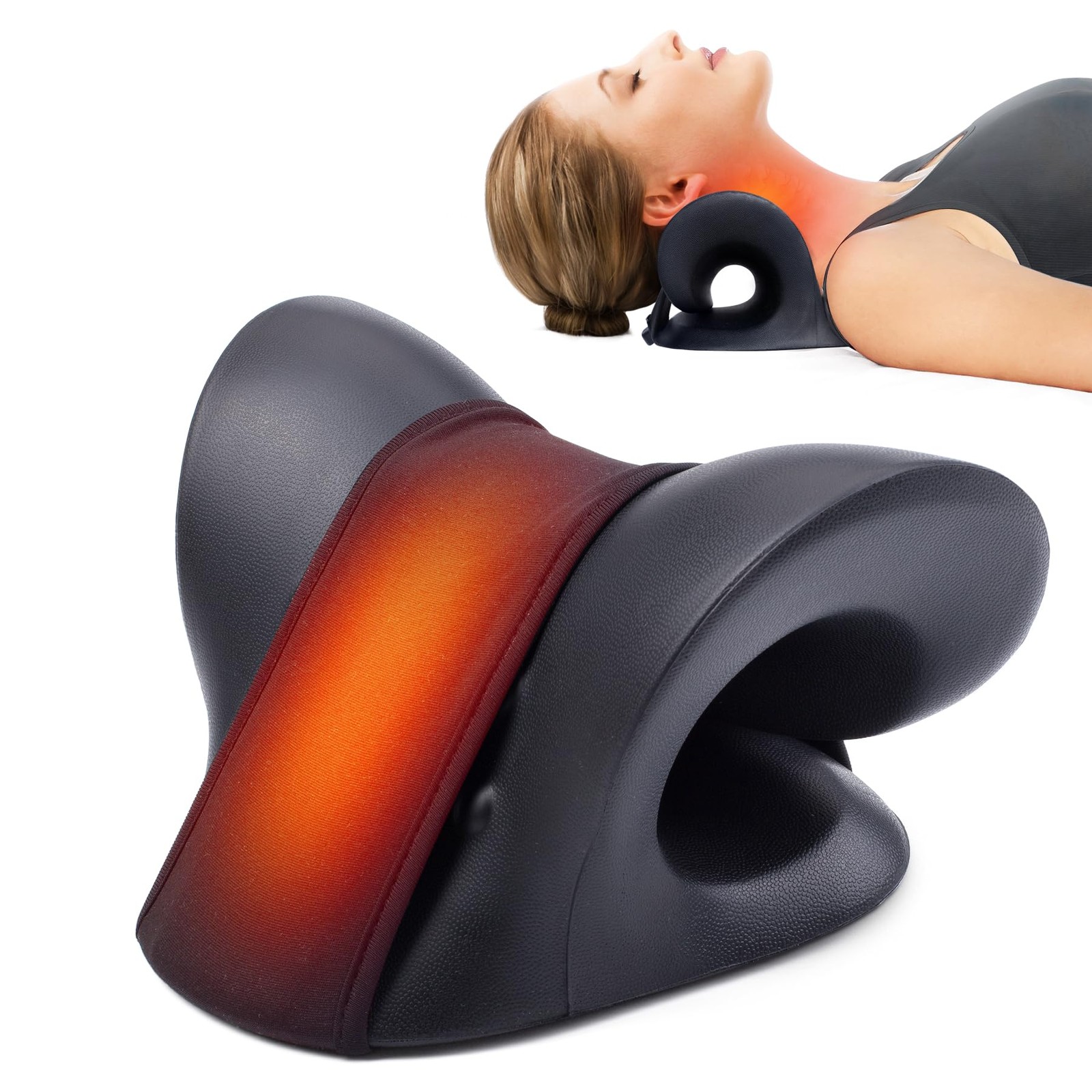 Neck Stretcher for Neck Pain , Heated Cervical Traction Device Pillow with Gr…