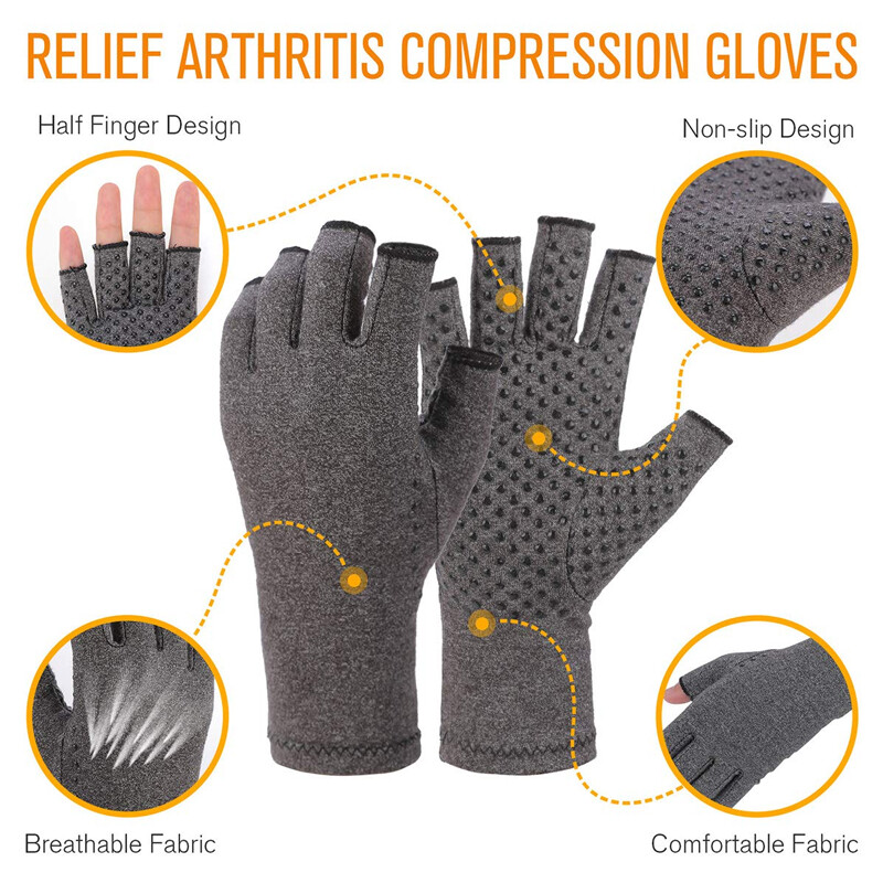 Copper Compression Gloves Carpal Tunnel Arthritis Therapeutic Brace Pain Relief