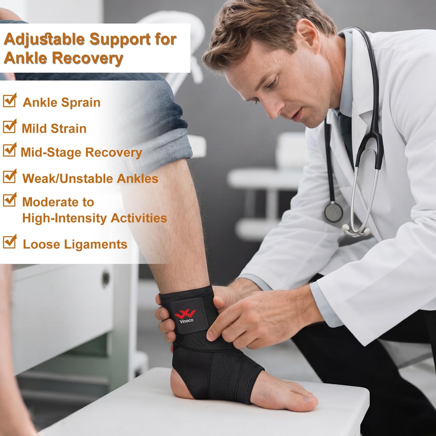 Vinaco Ankle Brace, 2 Pack Support for Large (Pack of 2), Classic Black