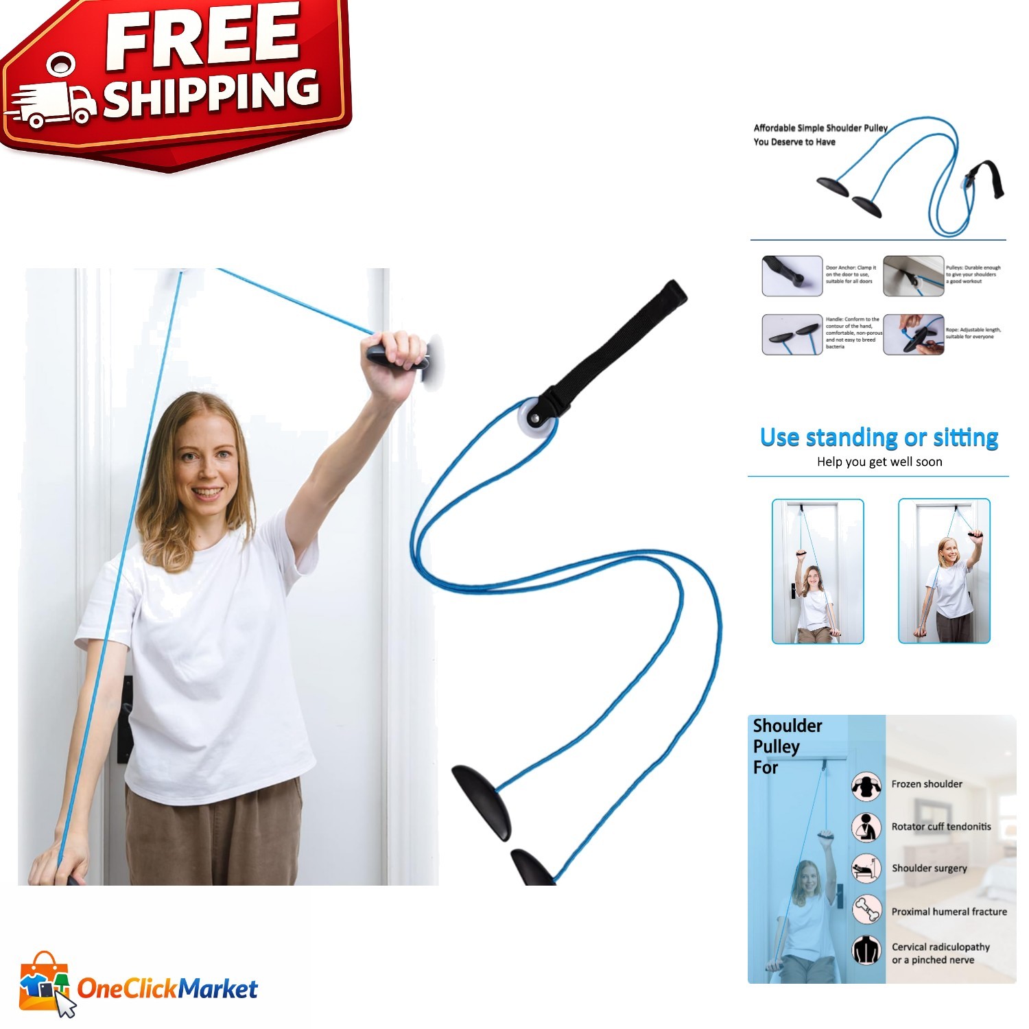 No Assembly Required Shoulder Pulley for Alleviating Pain & Enhancing Mobility