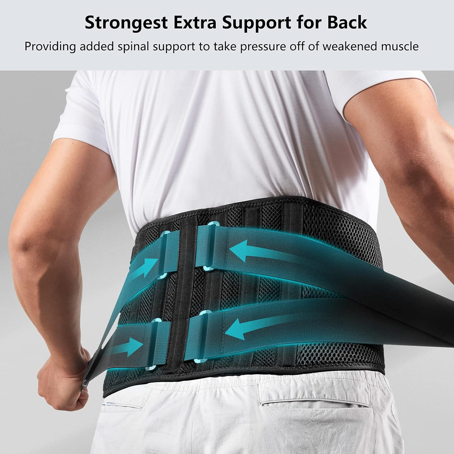 Air Mesh Back Brace for Men Women Lower Back with 7 Stays, Adjustable Back Supp