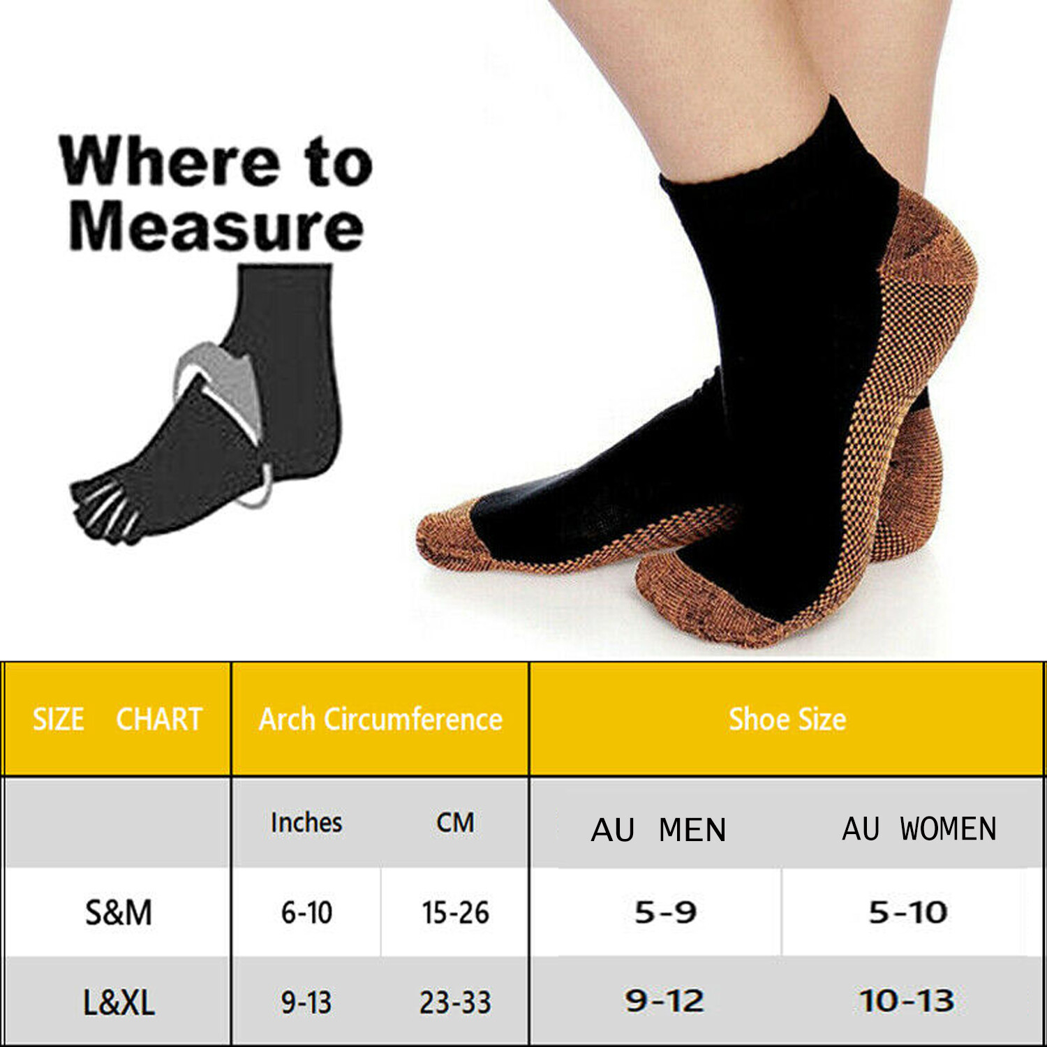 COMFREE Copper Sleeve Compression Socks Plantar Fasciitis Ankle Foot Pain Relief
