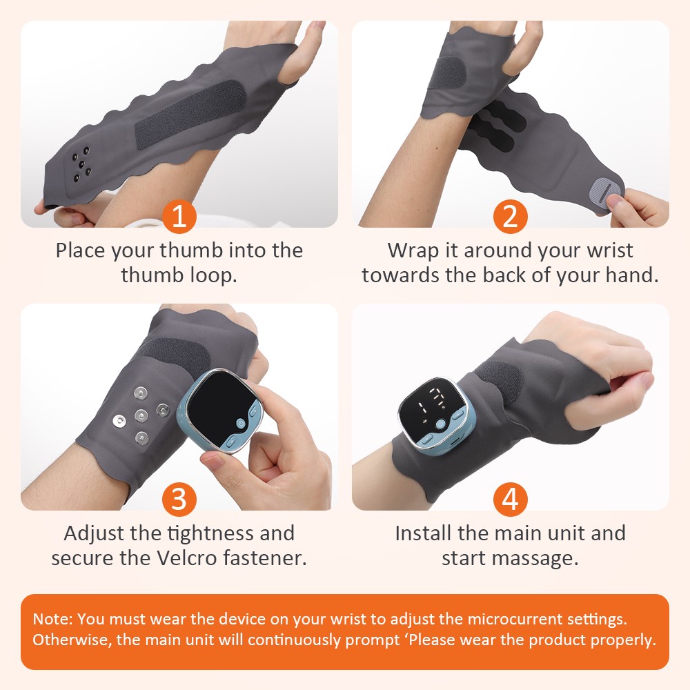 Electric Heating Wrist Massager 3 Levels Hot Compress Massage Wrist Guard Band