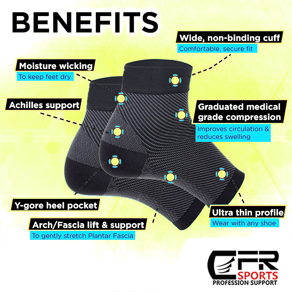 Copper Sleeve Compression Socks Plantar Fasciitis Foot Arch Ankle Support Brace