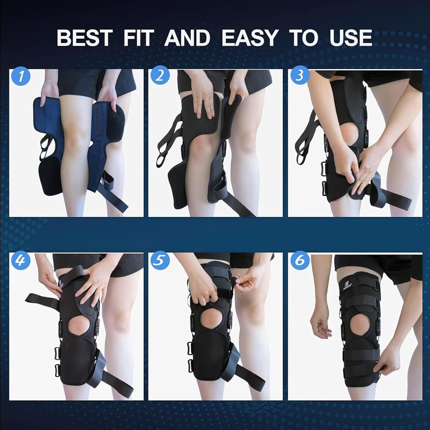 Knee Brace for Men and Women, 16inch Hinged Knee Brace with Side Stabilizers Adj