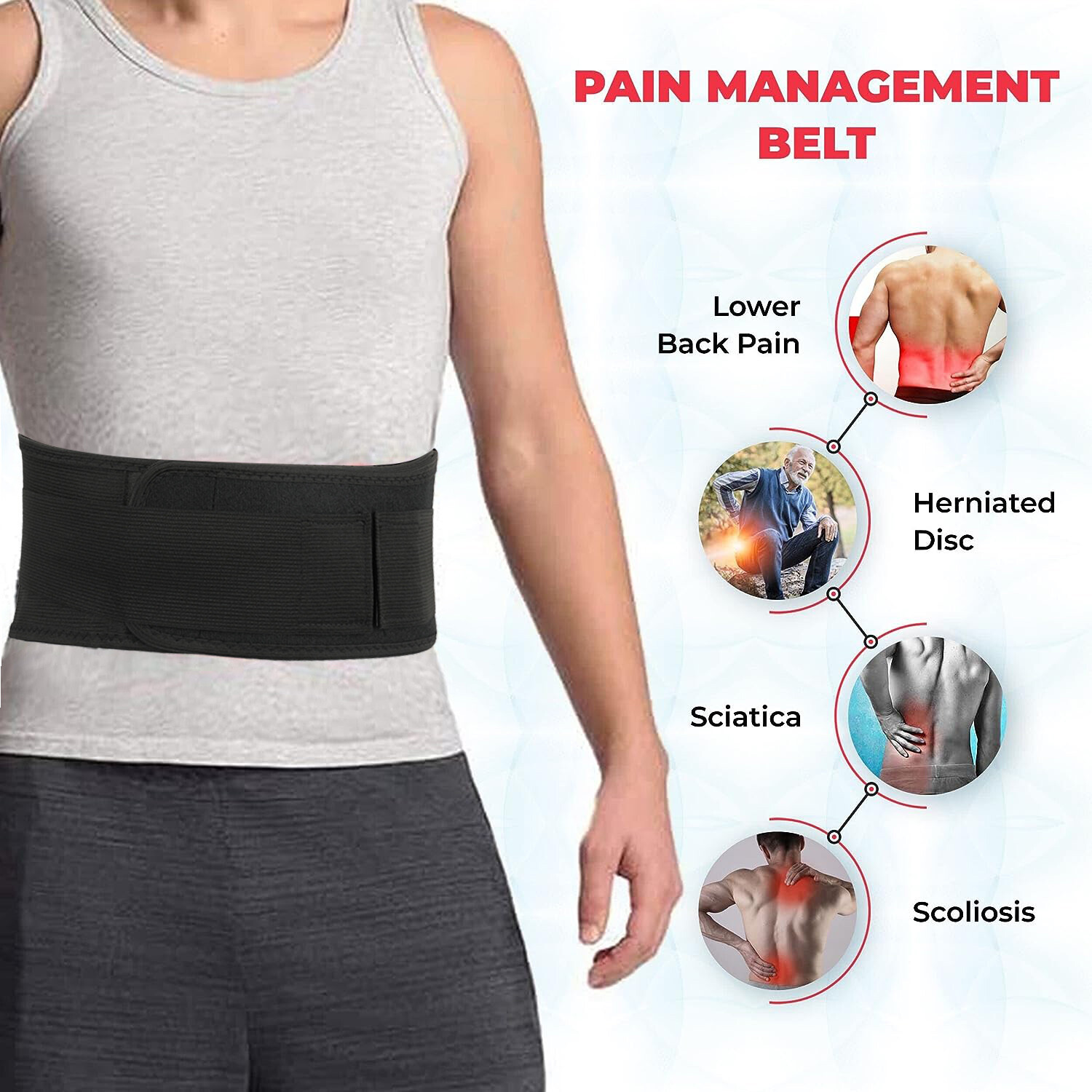 Men Women Heating Belt Lower Back Lumbar Brace Support Pain Relief Therapy Band