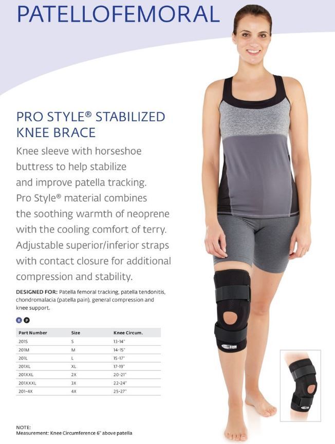 Bell-Horn ProStyle Stabilized Knee Brace Medium – Patella Femoral Tracking, Pate