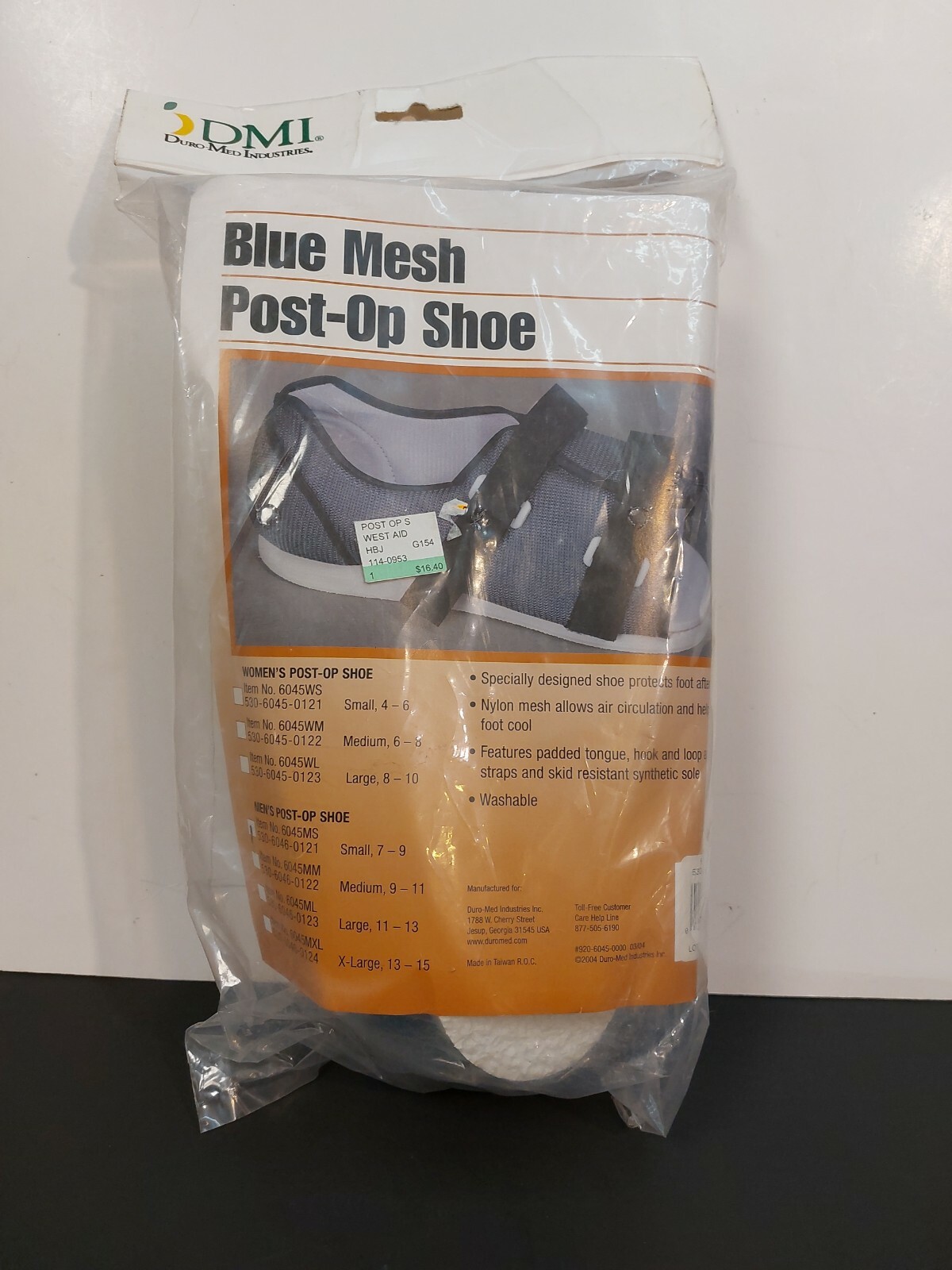DuroMed #6045ms Men’s Small Blue Mesh Post Op Shoe