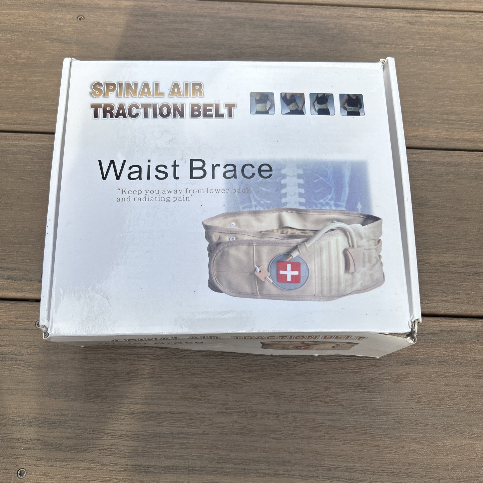 Spinal Air Traction Belt Lumbar Waist Brace Decompression Back Support Tan